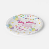 女お洒落子初かわいいピンクのユニコーン誕生日 ペーパープレート (アングル)