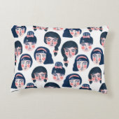女お洒落性：漫画顔アート アクセントクッション (裏面)