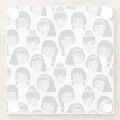 女お洒落性：漫画顔アート ガラスコースター (裏面)