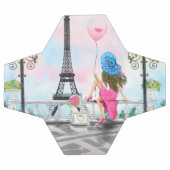 女かわいらしとピンクのハートバルーン – 私はパリが大好き サッカーボール (フラット)