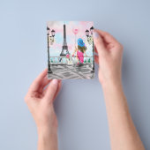 女かわいらしとピンクのハートバルーン – 私はパリが大好き チラシ (手)