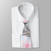 女かわいらしとピンクのハートバルーン – 私はパリが大好き ネクタイ (タイ)