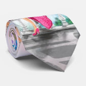 女かわいらしとピンクのハートバルーン – 私はパリが大好き ネクタイ (ロール)