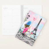 女かわいらしとピンクのハートバルーン – 私はパリが大好き プランナー手帳 (ディスプレー)