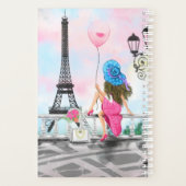 女かわいらしとピンクのハートバルーン – 私はパリが大好き プランナー手帳 (裏面)