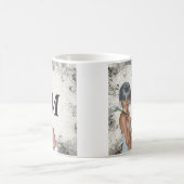 女かわいらしと銀のダマスク コーヒーマグカップ (中央)