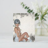 女かわいらしと銀のダマスク ポストカード (スタンド正面)