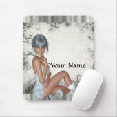 女かわいらしと銀のダマスク マウスパッド (マウス)