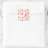 女かわいらしの子にガーリー対するピンクの贈り物アイディア スクエアシール (バッグ)