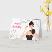 女かわいらしの子のショッピングインシティ誕生日カード カード (黄色い花)