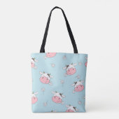 女かわいらしの子の花:手描きヴィンテージ トートバッグ (裏面)