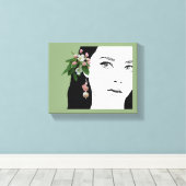 女かわいらしの子顔ファッションイラストレーションフローラかわいい キャンバスプリント (インサイチュ (ウッドフロア))