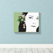 女かわいらしの子顔ファッションイラストレーションフローラかわいい キャンバスプリント (インサイチュ (ウッドフロア))