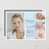 女かわいらしの子4写真インブルー卒業招待状 招待状 (正面/裏面)