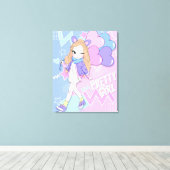 女かわいらしの子 キャンバスプリント (インサイチュ (ウッドフロア))