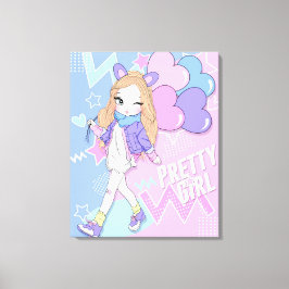 女かわいらしの子 キャンバスプリント
