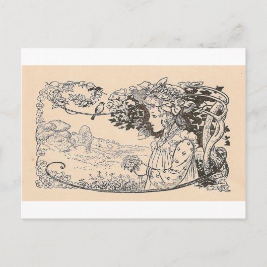 女かわいらしの子 ポストカード (正面)