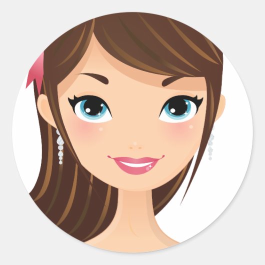 女かわいらしの子 ラウンドシール (正面)