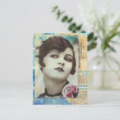 女かわいらしの絵を描子のコラージュ ポストカード (スタンド正面)