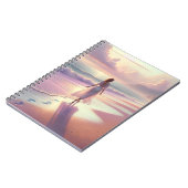 女かわいらしの離れビーチ上の足跡 ノートブック (左側)