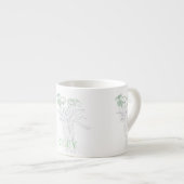 女かわいらしモダンミニマル人用花輪郭 エスプレッソカップ (正面右)