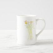 女かわいらしモダンミニマル人用花輪郭 ボーンチャイナマグカップ (右)