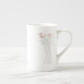 女かわいらしモダンミニマル人用花輪郭 ボーンチャイナマグカップ (右)