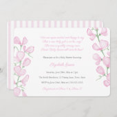 女かわいらし児用ピンク水色フローラベビーシャワー 招待状 (正面/裏面)