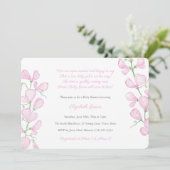 女かわいらし児用ピンク水色フローラベビーシャワー 招待状 (スタンド正面)