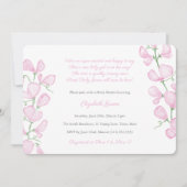 女かわいらし児用ピンク水色フローラベビーシャワー 招待状 (正面)