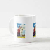 女かわいらし子と犬のアイオワカジノカフェ収容 コーヒーマグカップ (正面左)