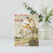 女かわいらし子乗用ヴィンテージ自転車 ポストカード (スタンド正面)