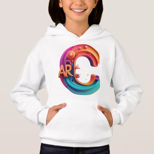 女かわいらし子用フードTシャツ (正面)