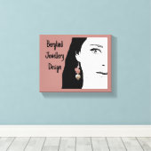 女かわいらし子顔スタイリッシュファッションイラストレーション キャンバスプリント (インサイチュ (ウッドフロア))