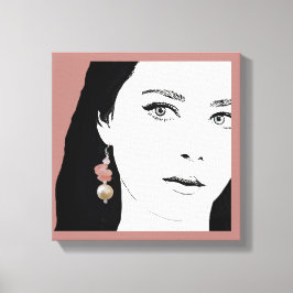 女かわいらし子顔ファッションイラストレーションスタイリッシュglam キャンバスプリント