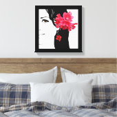 女かわいらし子顔ファッションイラストレーションフローラ キャンバスプリント (インサイチュ (寝室))
