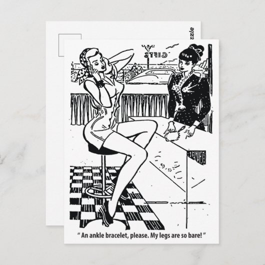 女かわいらし性の店，ユーモア，ヴィンテージ ポストカード (正面/裏面)