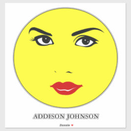 女かわいらし性グラマローシック黄色スマイル名14" シール