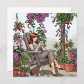 女かわいらし性コーヒー、犬と植物を飲む (正面/裏面)