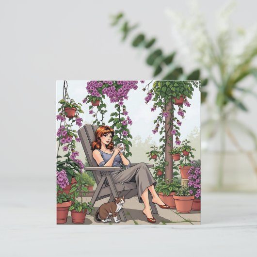 女かわいらし性コーヒー、犬と植物を飲む (スタンド正面)