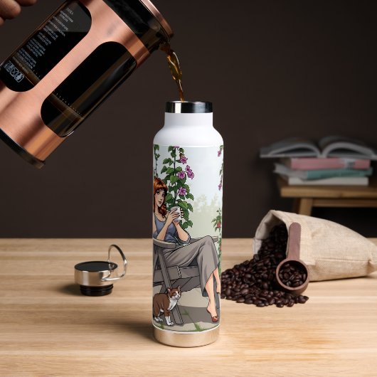 女かわいらし性コーヒー、犬と植物を飲む ウォーターボトル (コーヒー)