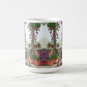 女かわいらし性コーヒー、犬と植物を飲む コーヒーマグカップ (中央)