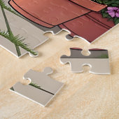 女かわいらし性コーヒー、犬と植物を飲む ジグソーパズル (側面)