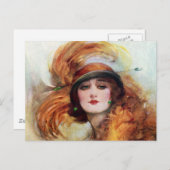 女かわいらし性フラッパーファッション1920年代 ポストカード (正面/裏面)