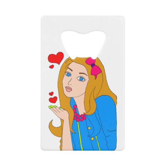 女かわいらし性 クレジットカード栓抜き (正面)
