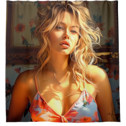 女かわいらし性 シャワーカーテン (正面)