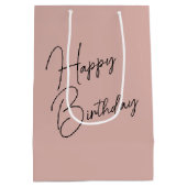 女かわいらし歩く誕生日ビーチ ミディアムペーパーバッグ (裏面)