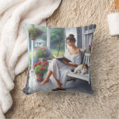 女かわいらし読の本 クッション (ブランケット)