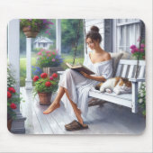 女かわいらし読の本 マウスパッド (正面)