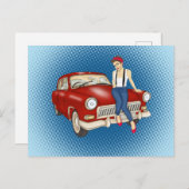 女かわいらし車 ポストカード (正面/裏面)